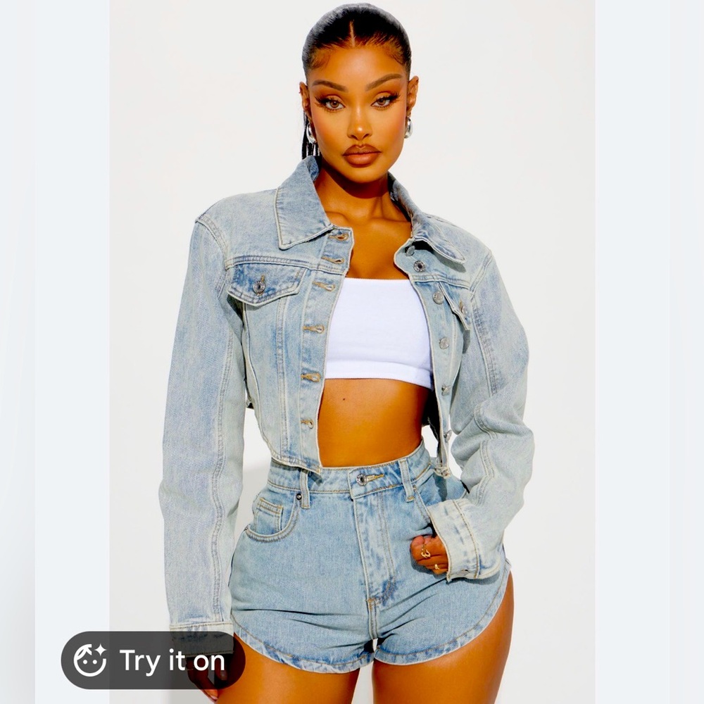 Stoosh Womens M Vintage Denim Cropped Jacket USA Western Country Cowgirl Rodeo